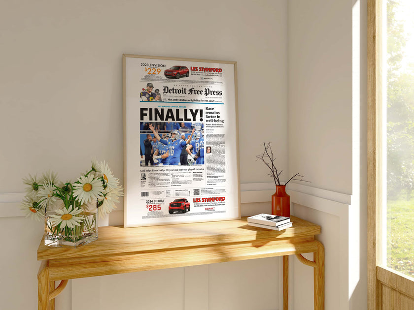 Detroit Lions First Playoff Win in 32 Years vs LA Rams Front Page Wall
