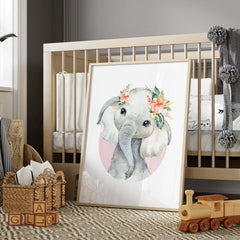 Elephant Baby Animal Watercolor Wall Art Cover