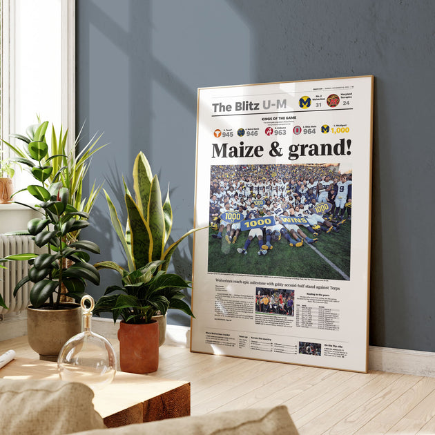 Michigan Wolverines 1,000th Win Front Page Wall Art – Pediment Publishing