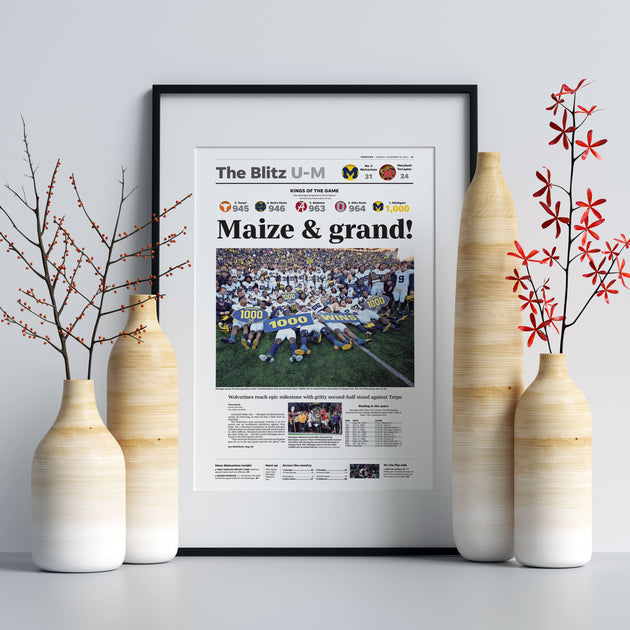 Michigan Wolverines 1,000th Win Front Page Wall Art – Pediment Publishing