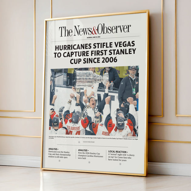 Carolina Hurricanes Stanley Cup Champions Front Page Wall Art