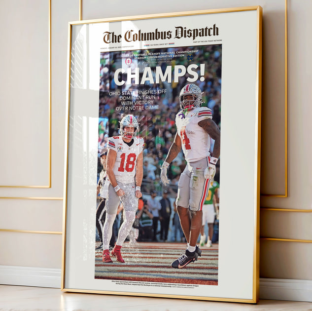 アート・デザイン・音楽 LBM Dispatch, No. 1: Ohio Ohio State Champs! Front Page Wall Art – Pediment Publishing