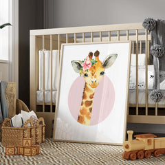 Giraffe Baby Animal Watercolor Wall Art Cover