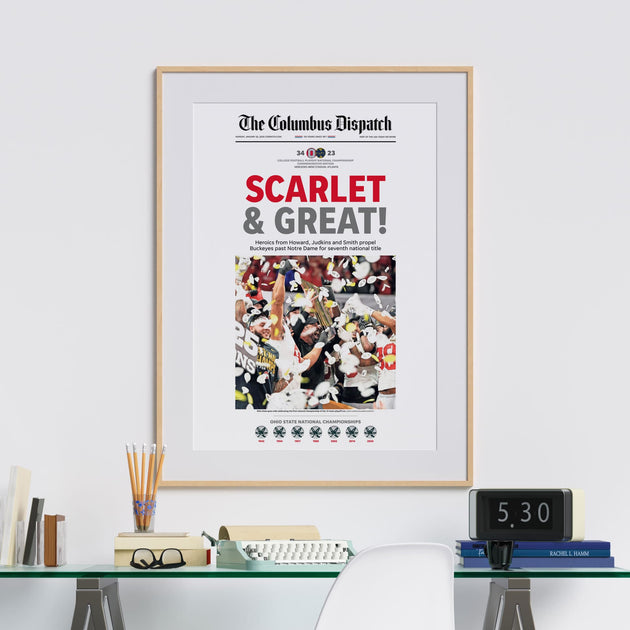 Ohio State Scarlet & Great! Seven National Championships Front