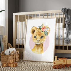 Lion Baby Animal Watercolor Wall Art Cover
