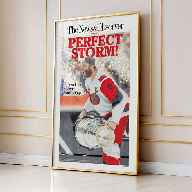 Carolina Hurricanes Stanley Cup Perfect Storm Front Page Wall Art