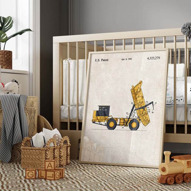 Construction Vehicle Dump Truck Patent Wall Art - Color – Pediment