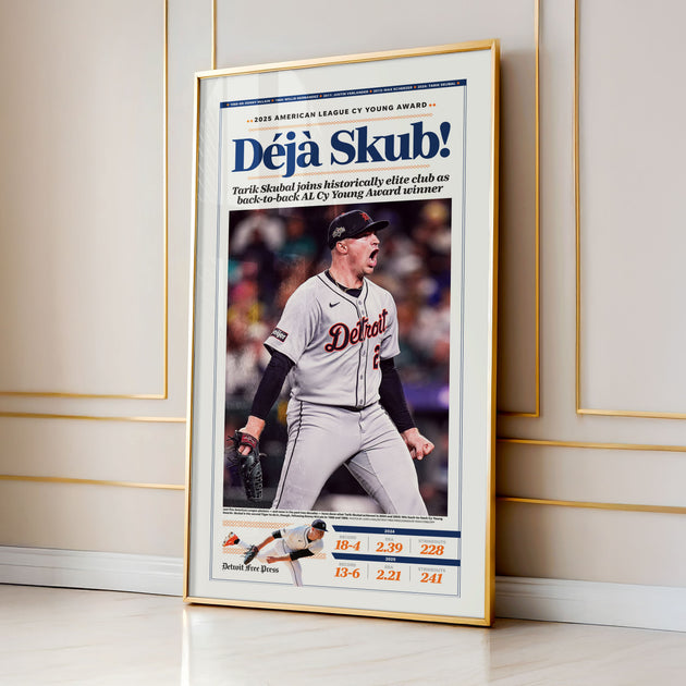 Tarik Skubal Back-to-Back AL Cy Young Front Page Wall Art (2025