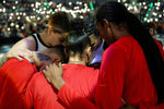 The Las Vegas Aces gather before Game 4 of the WNBA Final series against the New York Liberty at Barclays Center, Oct. 18, 2023, in Brooklyn, N.Y. Ellen Schmidt / Las Vegas Review-Journal