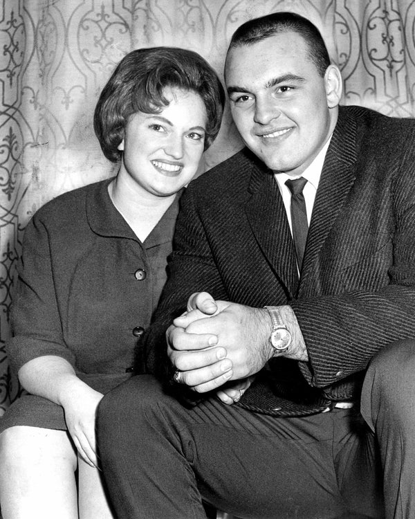 Dick Butkus and his wife, Helen, greet the Chicago press at a brunch in the La Salle Hotel after the much-ballyhooed Illinois linebacker signed a contract with the Bears. Chicago Tribune