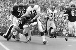 Dick Butkus (51) leads the defensive charge, which led to a 17-15 triumph over Pittsburgh on Sept. 19, 1971. Ray Gora / Chicago Tribune