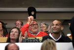 Former Chicago Bears great Dick Butkus waves after being recognized during the first period of Game 2 of the Stanley Cup Playoffs Western Conference semifinal between the Chicago Blackhawks and the Minnesota Wild at the United Center in Chicago on May 3, 2015. Nuccio DiNuzzo / Chicago Tribune