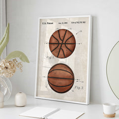 Basketball Ball Patent Wall Art Cover