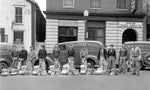 R.F. Lease and Co. fleet of floor sanders at 209 East Main Street, November 9, 1941.  Courtesy Wisconsin Historical Society, Image ID 13882