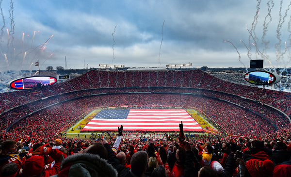 Opening ceremonies on January 12, 2020, at Arrowhead Stadium in Kansas City, Missouri before the Chiefs take on the Houston Texans in the AFC divisional championship game. Courtesy Chris Ochsner / The Kansas City Star