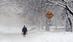 Getting some groceries was best done on foot in East Aurora on Tuesday. Robert Kirkham/Buffalo News