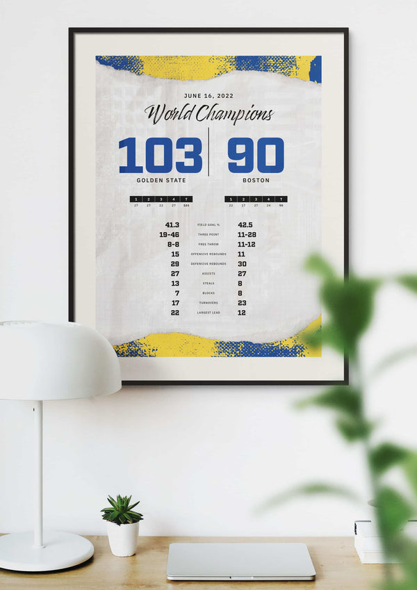 Golden State Warriors 2021-2022 Championship by the Numbers Wall Art