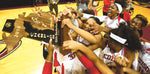 In March 2018, Detroit Edison’s Rickea Jackson, with the white headband and joyful smile, celebrated in the scrum trying to touch the Class C state championship trophy. Jackson, arguably the greatest girls basketball player in Michigan, won titles as a sophomore, a junior and a senior, when she also was Miss Basketball. ERIC SEALS/DETROIT FREE PRESS