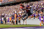 TCU running back Brant Ahlfinger catches the ball against OSU defensive end Zach Harrison during their game against OSU at the Amon G. Carter Stadium in Fort Worth on Oct. 15, 2022. (Madeleine Cook / Fort Worth Star-Telegram)