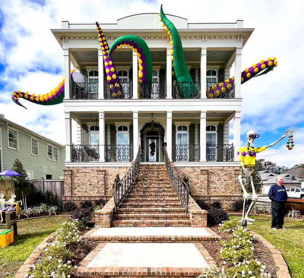 The owners of a Lakeview neighborhood home captured the ambient angst of the pandemic perfectly, with their second-story kraken and selection of celebratory skeletons. Doug MacCash / The Times-Picayune | The Advocate