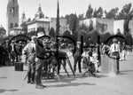 John Emerson directs The Americano, starring Douglas Fairbanks Sr., in Balboa Park’s Plaza de Panama, 1916. The movie industry made Balboa Park a frequent filming location after the 1915–16 Panama-California Exposition. Filming became so popular that the San Diego Board of Park Commissioners developed a formal procedure and schedule for the management of park sites and facilities. San Diego History Center (#S-K 97)