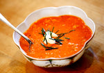 Clare Schapiro made this red pepper soup w/ crab Wed. Sept. 12, 2012 in Richmond VA.  Red Pepper Bisque with crab