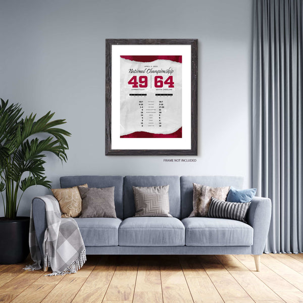 South Carolina Gamecocks 2021-22 National Championship by the Numbers Wall Art