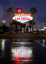A rare rain falls at the Welcome to Fabulous Las Vegas sign at the south end of the Las Vegas Strip on Nov. 20, 2019. Elizabeth Page Brumley/Las Vegas Review-Journal