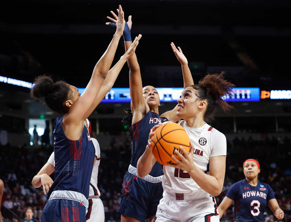 South Carolina’s Brea Beal (12) eyes the basket as Howard’s defense tries to get in the way. Tracy Glantz / The State
