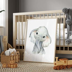 Elephant Baby Animal Watercolor Poster Cover
