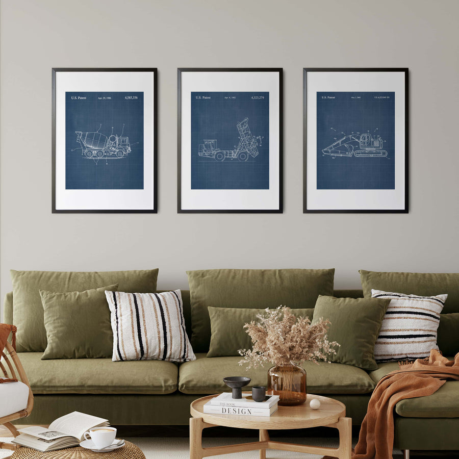 Construction Vehicle Dump Truck Patent Wall Art - Blueprint