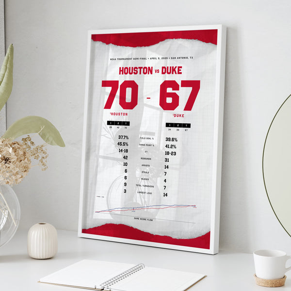 Comeback for the Ages: Houston Shocks Duke in the Final Four By the Numbers Wall Art