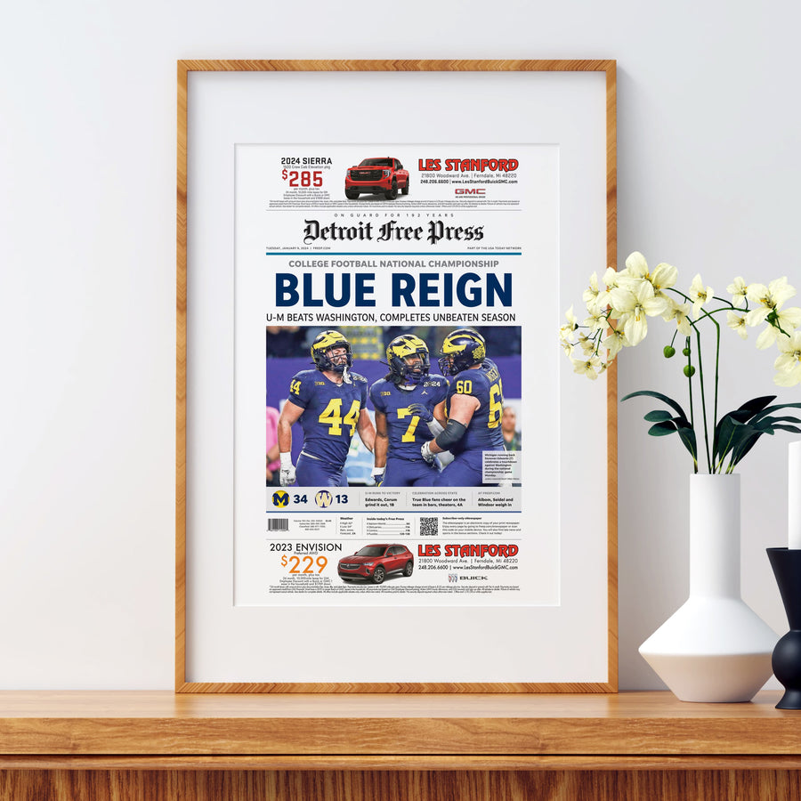 Michigan Blue Reign National Championship Front Page Wall Art