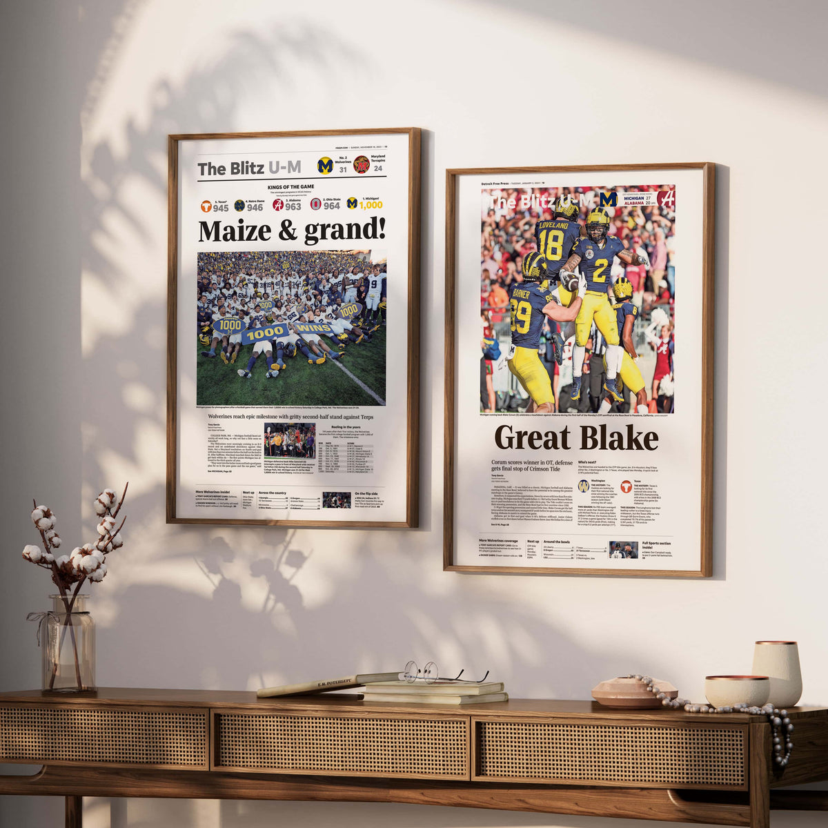 Michigan Rose Bowl Champions Front Page Wall Art