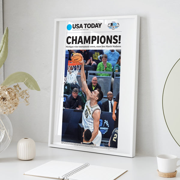 Michigan Wolverines Basketball Big Ten Champs Front Page Wall Art