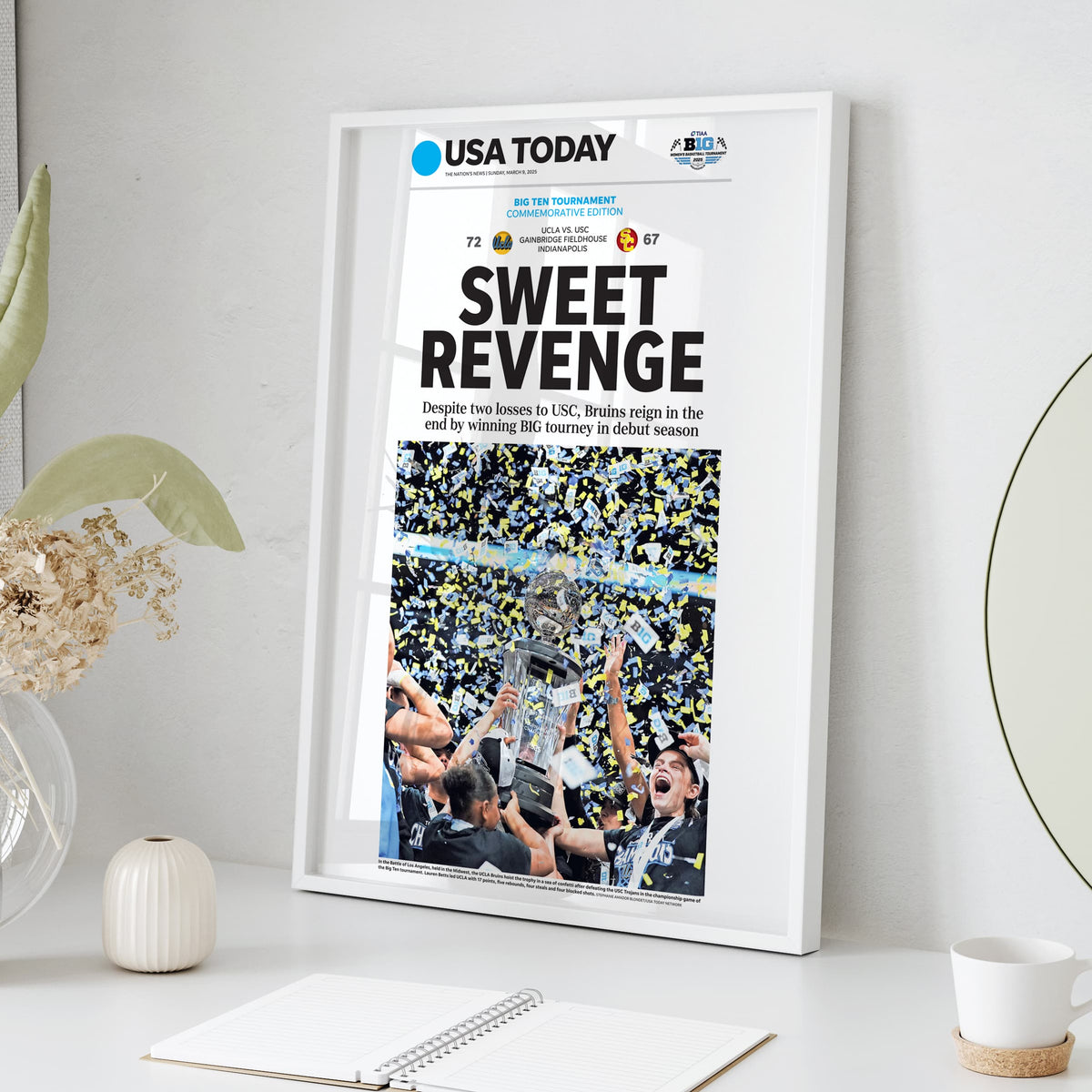 UCLA Women's Basketball Big Ten Champs Front Page Wall Art