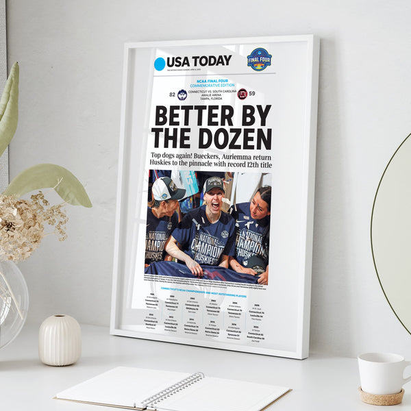 UConn Women Better by the Dozen 2025 Champs Front Page