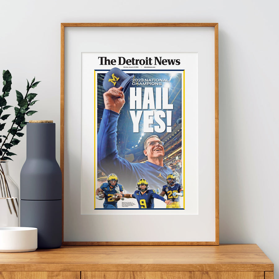 Michigan Hail Yes National Championship Front Page Wall Art