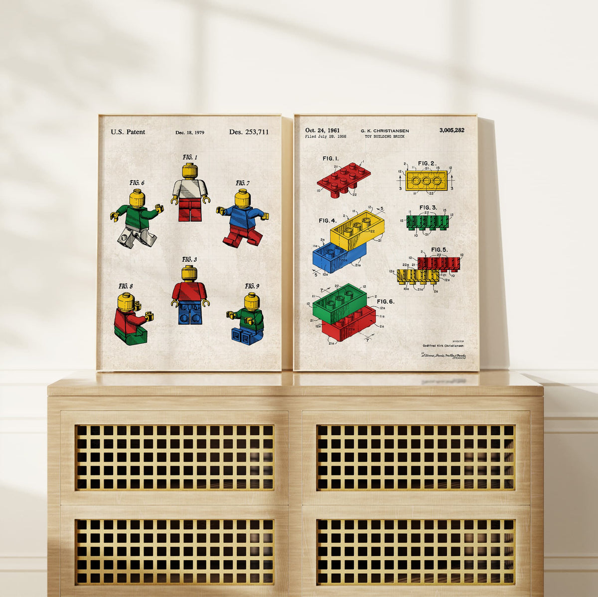 Toy Building Brick Patent Wall Art - Color