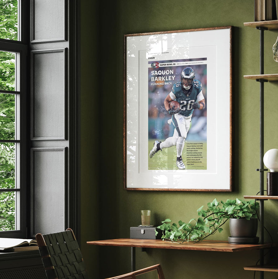 Philadelphia Eagles Saquon Barkley Super Bowl LIX Commemorative Front Page Wall Art