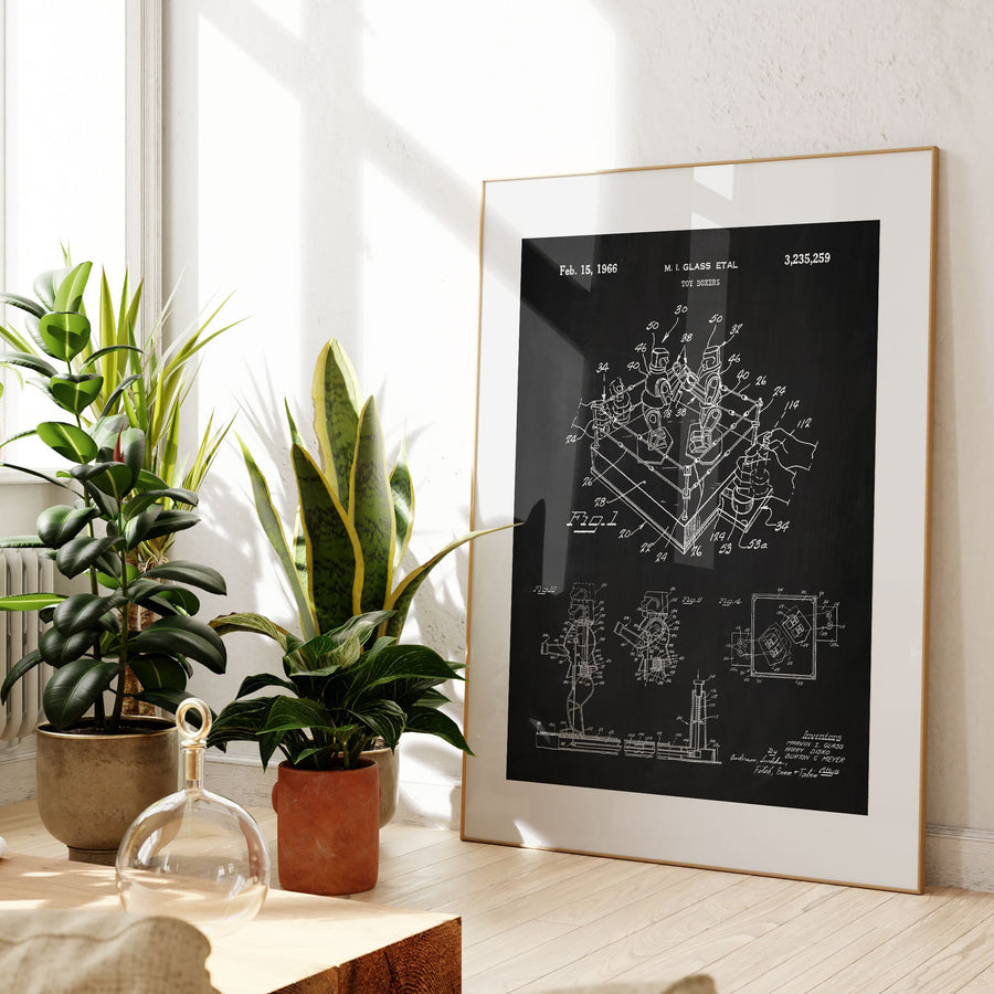 Rock 'Em Sock 'Em Robot Patent Wall Art - Chalkboard