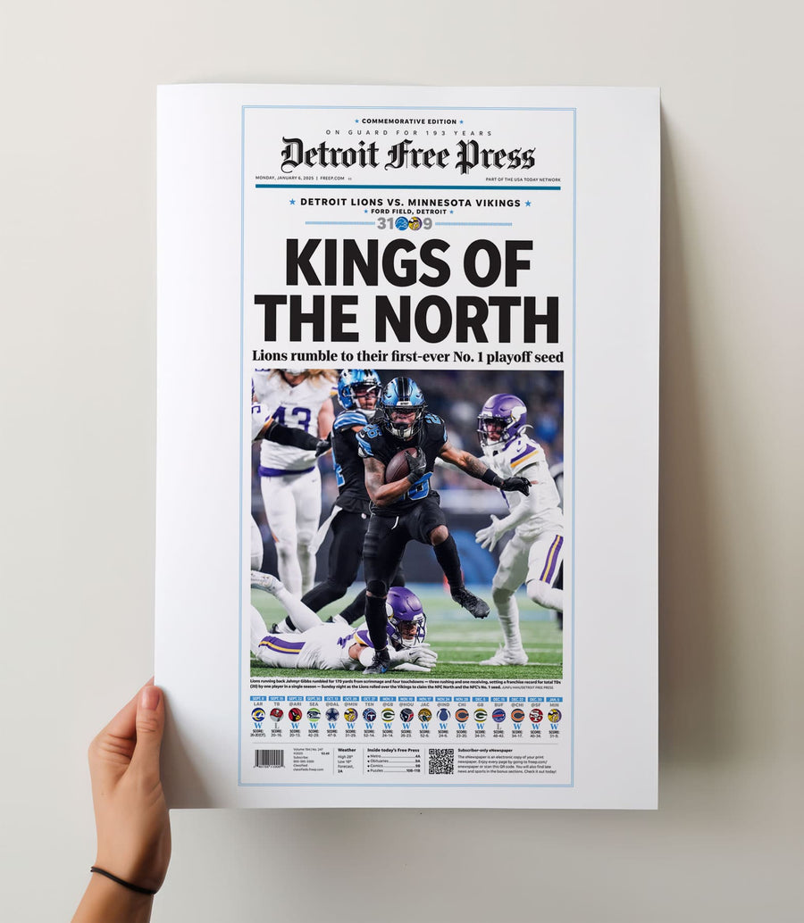 Detroit Lions First No. 1 Playoff Seed Front Page Wall Art