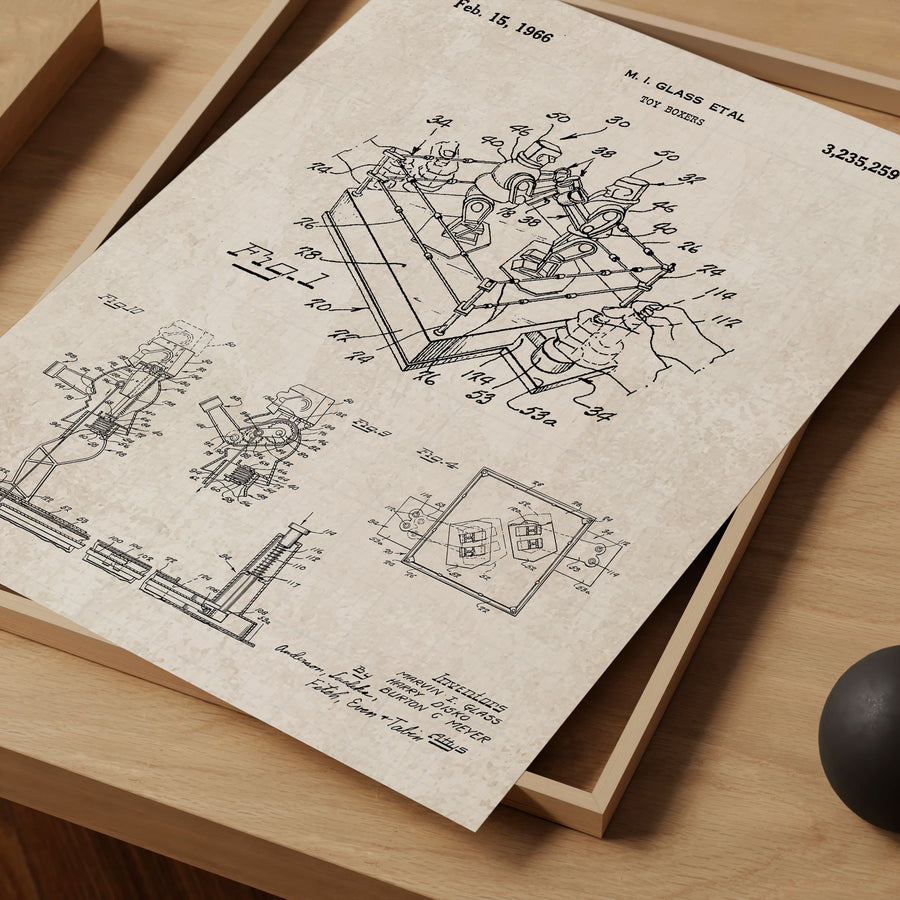 Rock 'Em Sock 'Em Robot Patent Wall Art - Vintage Paper