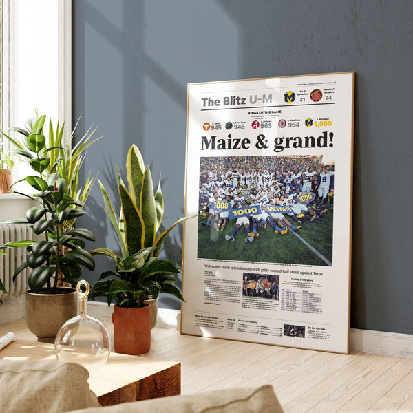 Michigan Wolverines 1,000th Win Front Page Wall Art