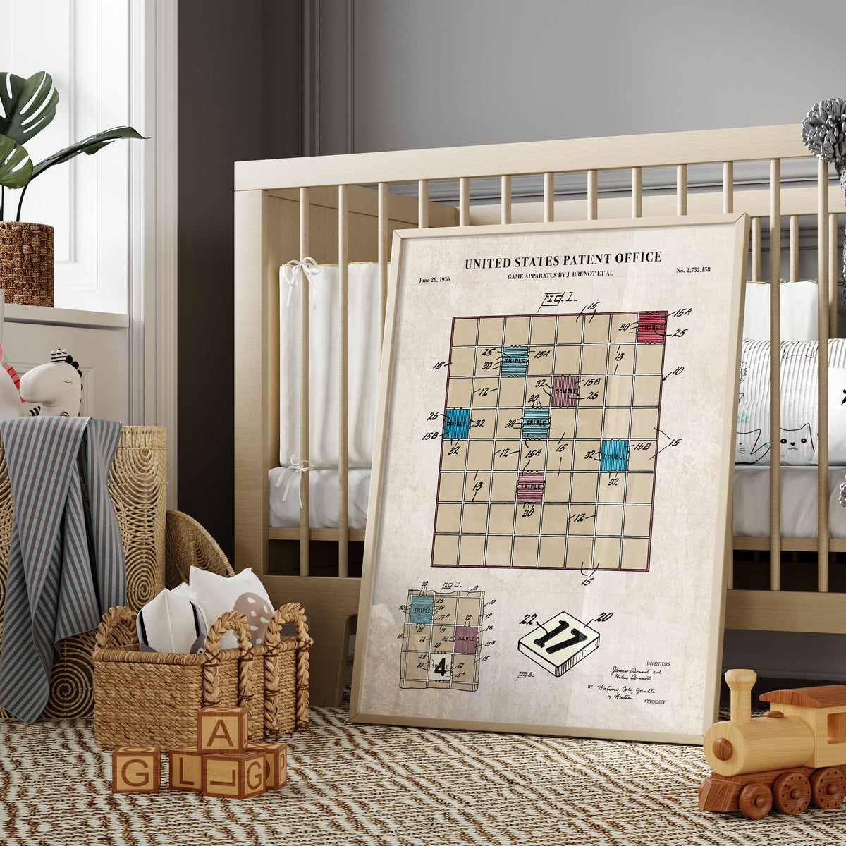 Scrabble Patent Wall Art - Color