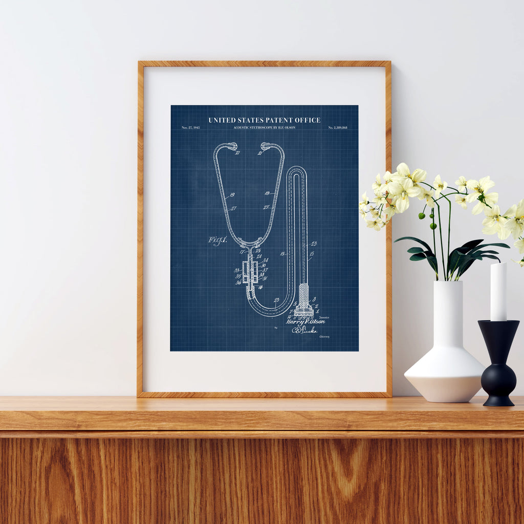 Stethoscope Patent Wall Art - Blueprint