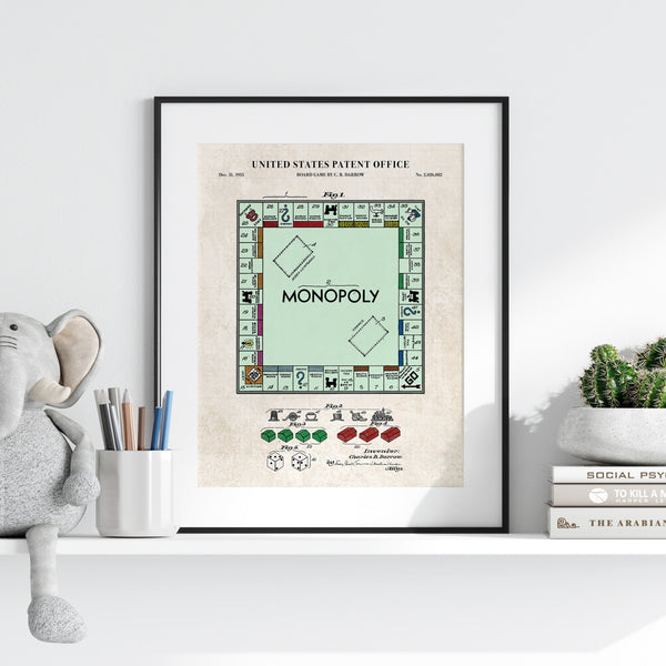 Monopoly Board Game Patent Wall Art