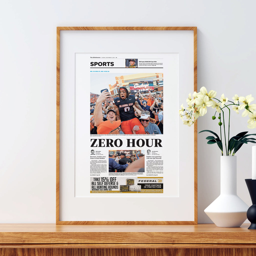 Oklahoma State vs. Oklahoma Zero Hour Front Page Wall Art