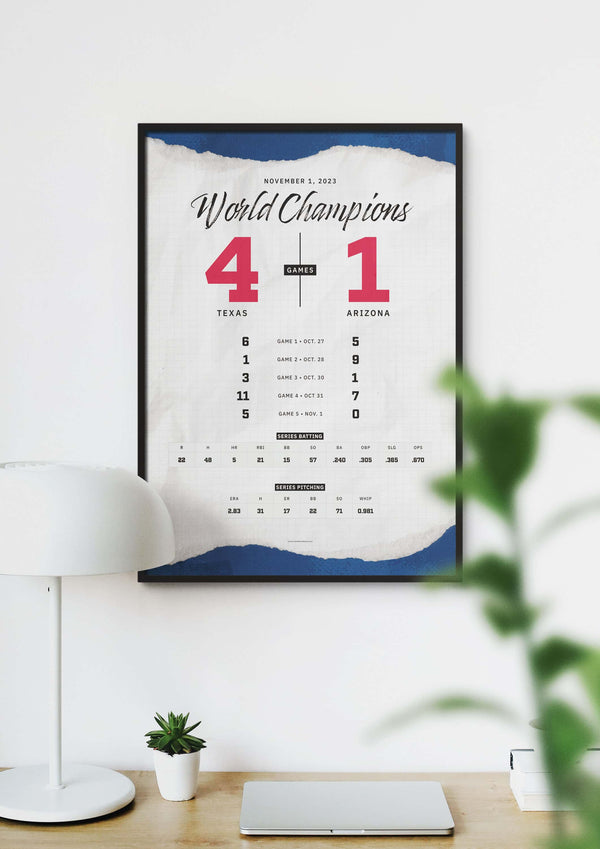 Texas World Champions of Baseball By the Numbers Wall Art
