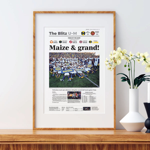 Michigan Wolverines 1,000th Win Front Page Wall Art